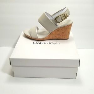 Calvin Klein Women's Logo Wedge Sandals - Ivory
